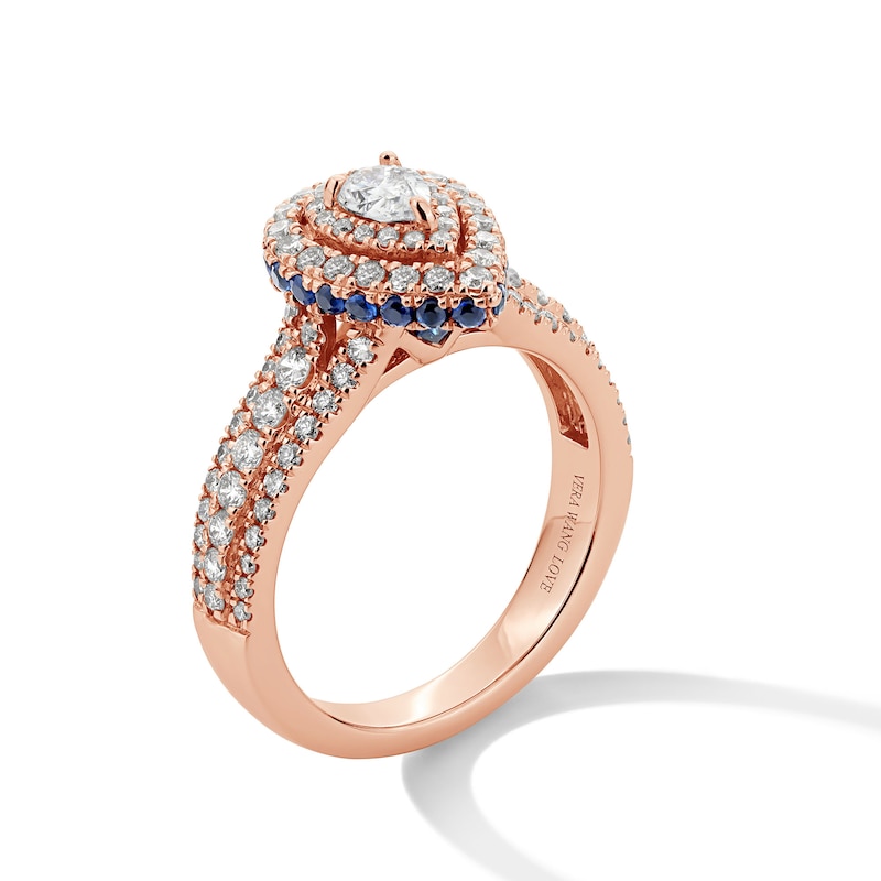 Main Image 2 of Vera Wang Love Collection 1 CT. T.W. Pear-Shaped Diamond Frame Engagement Ring in 14K Rose Gold
