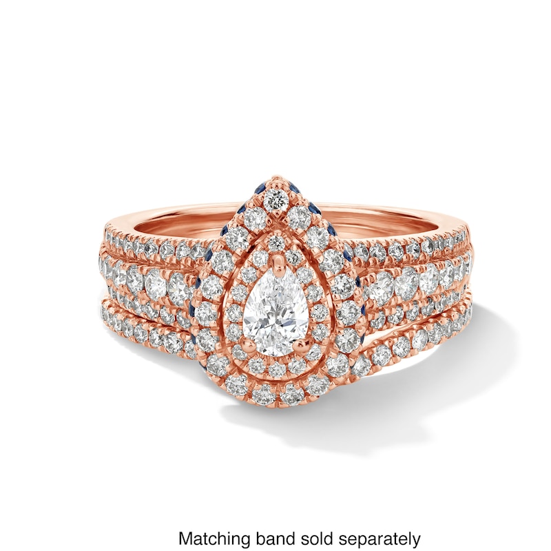 Main Image 4 of Vera Wang Love Collection 1 CT. T.W. Pear-Shaped Diamond Frame Engagement Ring in 14K Rose Gold