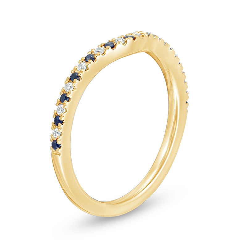 Main Image 2 of Vera Wang Love Collection Blue Sapphire and 1/15 CT. T.W. Diamond Contour Band in 14K Gold