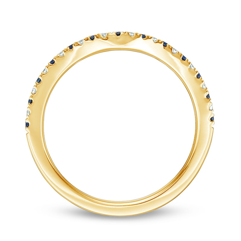 Main Image 3 of Vera Wang Love Collection Blue Sapphire and 1/15 CT. T.W. Diamond Contour Band in 14K Gold