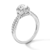 Thumbnail Image 2 of 1 CT. T.W. Oval Certified Lab-Grown Diamond Frame Engagement Ring with Crossover Shank in Platinum (F/SI2)