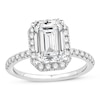 Thumbnail Image 1 of 3-1/2 CT. T.W. Emerald-Cut Certified Lab-Grown Diamond Frame Engagement Ring in Platinum (F/VS2)