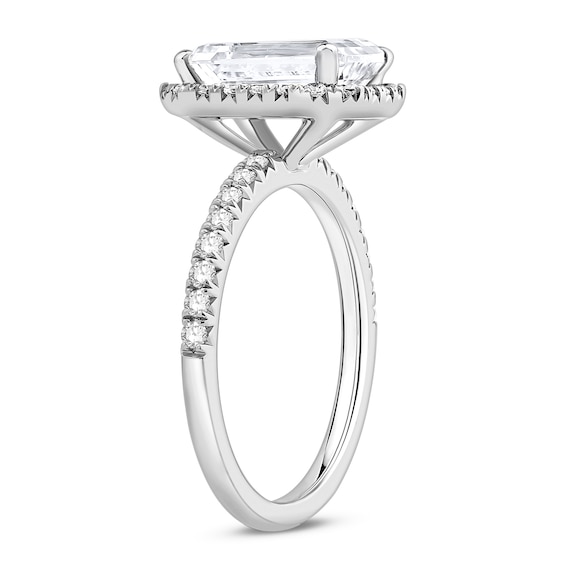 3-1/2 CT. T.w. Emerald-Cut Certified Lab-Grown Diamond Frame Engagement Ring in Platinum (F/Vs2)