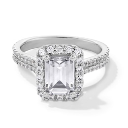 2-5/8 CT. Emerald-Cut Certified Lab-Grown Diamond Frame Engagement Ring in Platinum (F/SI2)