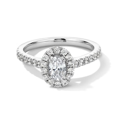 1 CT. T.W. Oval Certified Lab-Grown Diamond Frame Engagement Ring in Platinum (F/SI2)
