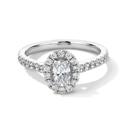 1 CT. T.w. Oval Certified Lab-Grown Diamond Frame Engagement Ring in Platinum (F/Si2)