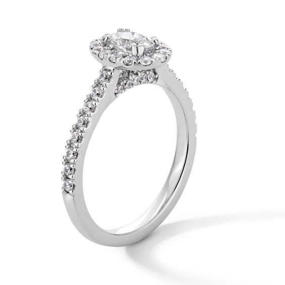 1 CT. T.w. Oval Certified Lab-Grown Diamond Frame Engagement Ring in Platinum (F/Si2)