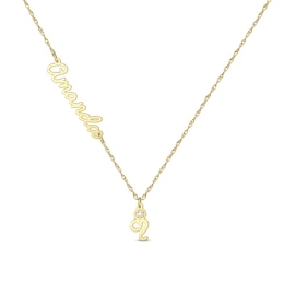 1/20 CT. T.W. Certified Lab-Grown Diamond Zodiac and Name Necklace (F/VS2) (1 Name, 1 Sign)