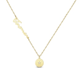 1/20 CT. T.W. Certified Lab-Grown Diamond Name Necklace with Disc Pendant (F/VS2) (1 Name)