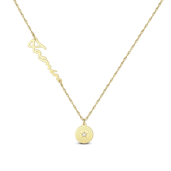 1/20 CT. T.w. Certified Lab-Grown Diamond Name Necklace with Disc Pendant (F/Vs2) (1 Name)