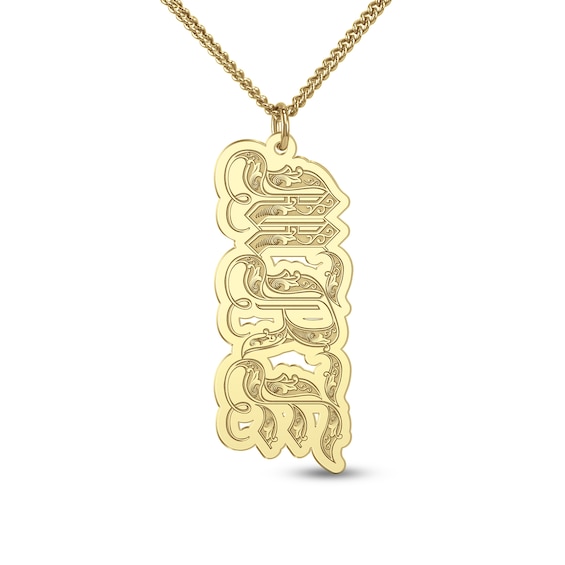 Gothic Vertical Initials Pendant in Sterling Silver with 24K Gold Vermeil (3 Initials)