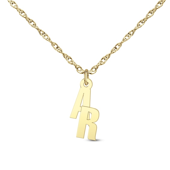 Overlapping Block Initial Pendant (2 Initials)