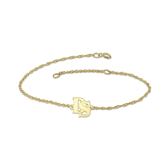 Overlapping Block Initial Chain Bracelet - 7.25" (2 Initials)