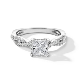 1-3/8 CT. T.W. Princess-Cut Certified Lab-Grown Diamond Engagement Ring with Twist Split Shank in Platinum (I/SI2)