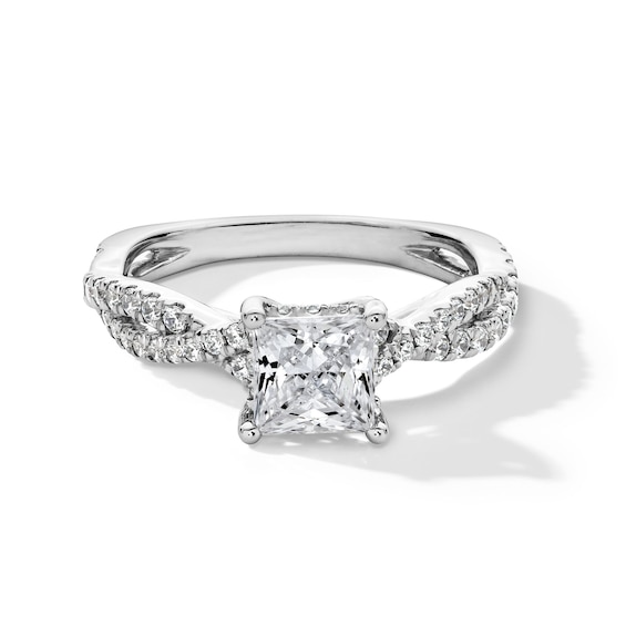 1-3/8 CT. T.w. Princess-Cut Certified Lab-Grown Diamond Engagement Ring with Twist Split Shank in Platinum (I/Si2)