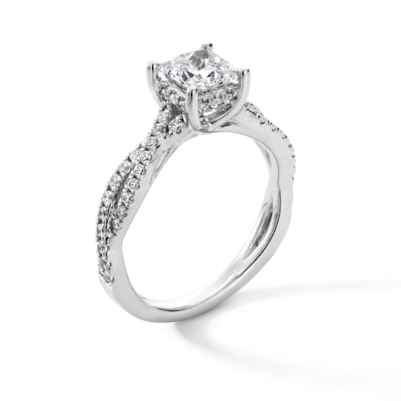 1-3/8 CT. T.w. Princess-Cut Certified Lab-Grown Diamond Engagement Ring with Twist Split Shank in Platinum (I/Si2)