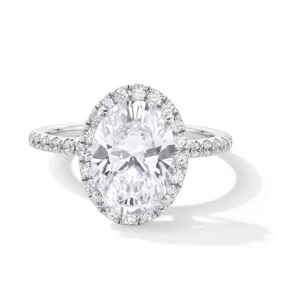 3-1/2 CT. T.w. Oval Certified Lab-Grown Diamond Frame Engagement Ring in Platinum (F/Vs2)