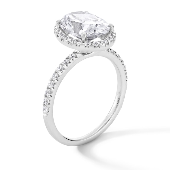 3-1/2 CT. T.w. Oval Certified Lab-Grown Diamond Frame Engagement Ring in Platinum (F/Vs2)