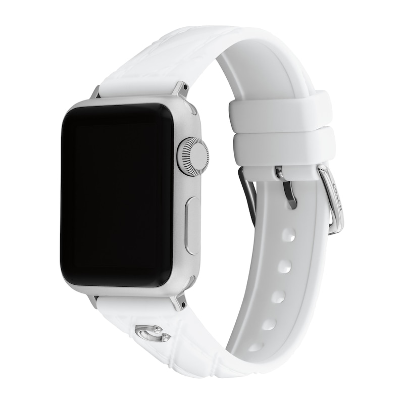 Main Image 2 of Ladies' Coach Apple Watch Straps White Interchangeable Replacement Band Smart Watch Attachment (Model: 14700309)