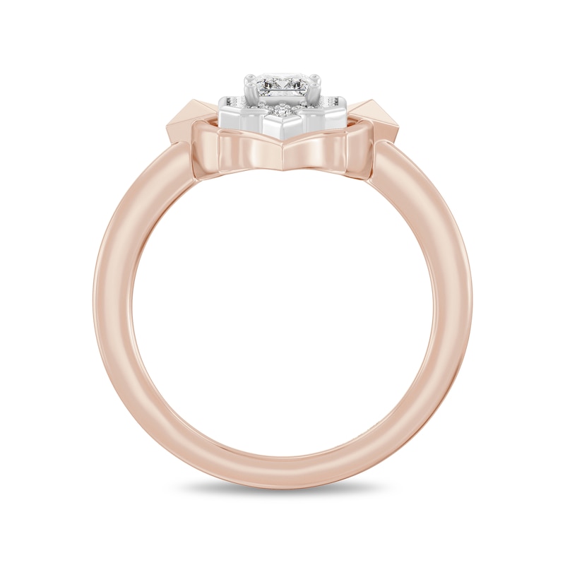 Main Image 3 of Enchanted Star Aurora 1/2 CT. T.W. Certified Lab-Grown Diamond Ring in Sterling Silver and 14K Rose Gold Plate (F/SI2)