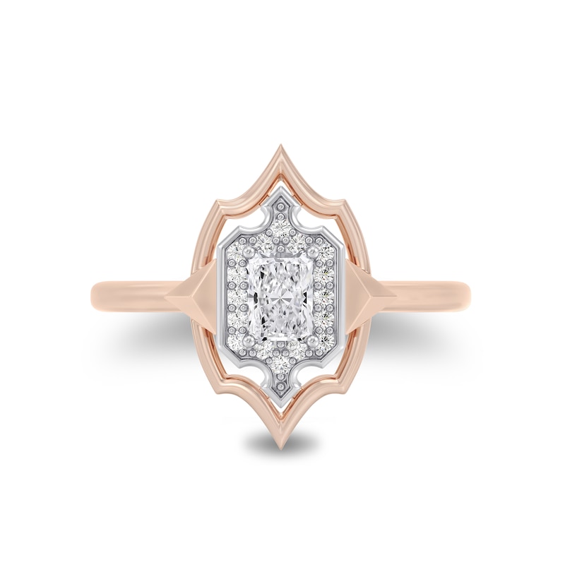 Main Image 4 of Enchanted Star Aurora 1/2 CT. T.W. Certified Lab-Grown Diamond Ring in Sterling Silver and 14K Rose Gold Plate (F/SI2)