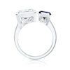 Thumbnail Image 4 of Octagon-Shaped Blue and White Lab-Created Sapphire Open-Shank Toi et Moi Ring in Sterling Silver