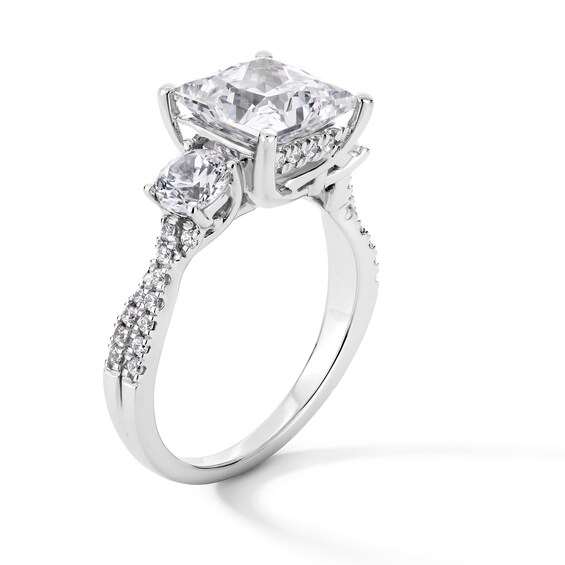 4 CT. T.w. Princess-Cut Certified Lab-Grown Diamond Three-Stone Engagement Ring in Platinum (F/Si2)