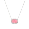 Thumbnail Image 1 of Emerald-Shaped Pink Lab-Created Opal and White Lab-Created Sapphire Necklace in Sterling Silver