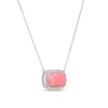 Thumbnail Image 2 of Emerald-Shaped Pink Lab-Created Opal and White Lab-Created Sapphire Necklace in Sterling Silver