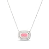 Thumbnail Image 3 of Emerald-Shaped Pink Lab-Created Opal and White Lab-Created Sapphire Necklace in Sterling Silver