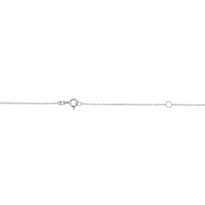 Main Image 4 of Emerald-Shaped Pink Lab-Created Opal and White Lab-Created Sapphire Necklace in Sterling Silver