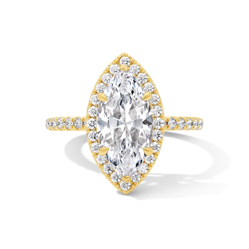 Main Image 1 of 3-1/2 CT. T.W. Marquise-Cut Certified Lab-Grown Diamond Frame Engagement Ring in 14K Gold (F/VS2)