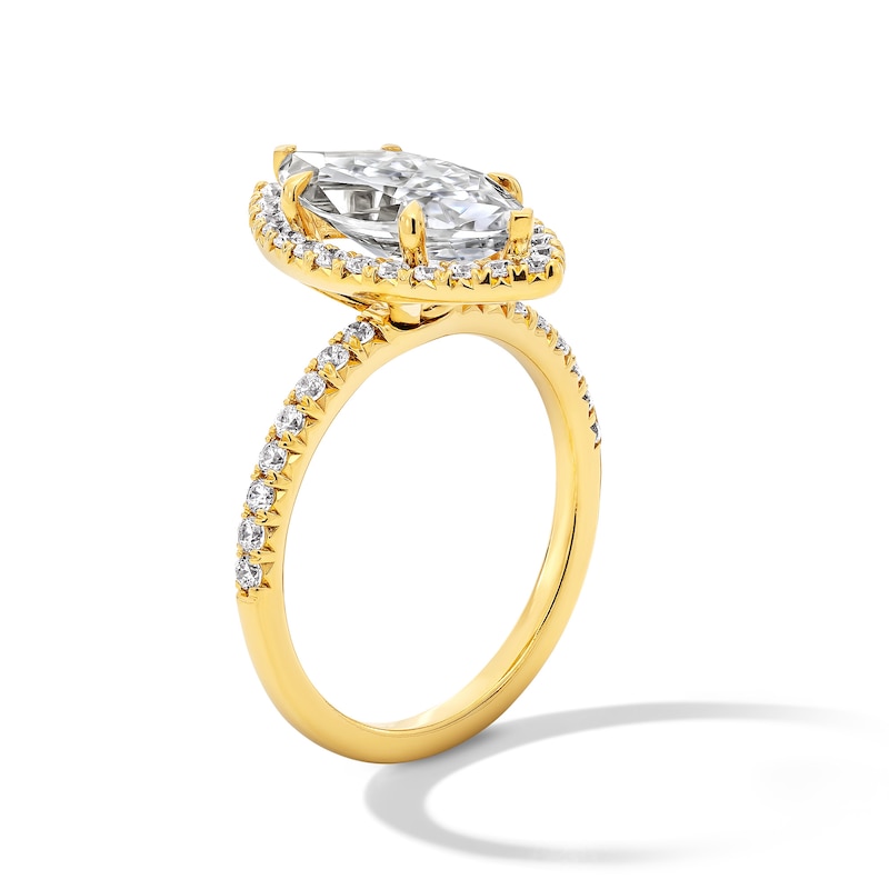 Main Image 2 of 3-1/2 CT. T.W. Marquise-Cut Certified Lab-Grown Diamond Frame Engagement Ring in 14K Gold (F/VS2)