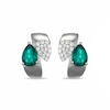 Thumbnail Image 1 of Pear-Shaped Green Quartz Doublet and White Lab-Created Sapphire Huggie Hoop Earrings in Sterling Silver