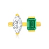 Thumbnail Image 2 of Marquise White Lab-Created Sapphire and Octagon Lab-Created Emerald Ring in Sterling Silver with 14K Gold Plate