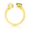 Thumbnail Image 4 of Marquise White Lab-Created Sapphire and Octagon Lab-Created Emerald Ring in Sterling Silver with 14K Gold Plate