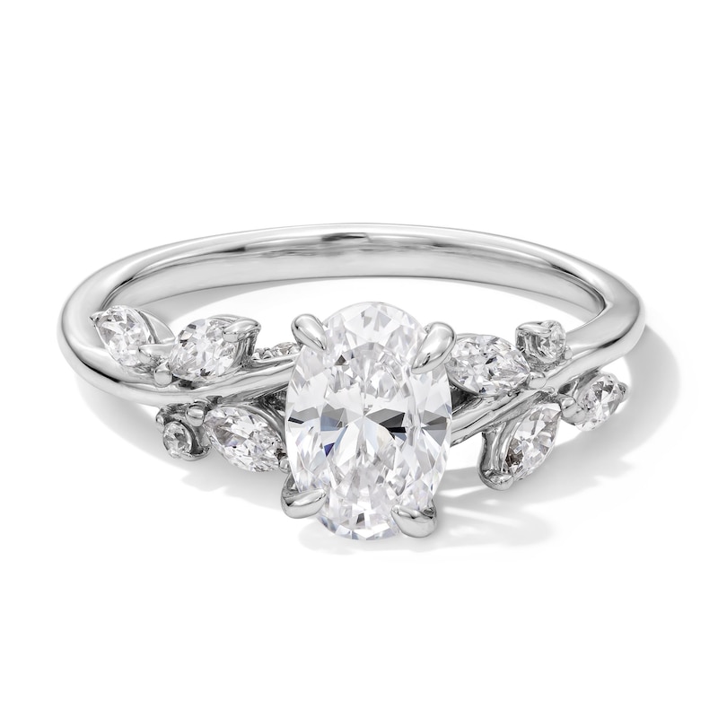 Main Image 1 of 1-1/3 CT. T.W. Oval Certified Lab-Grown Diamond Engagement Ring in 14K White Gold (F/VS2)