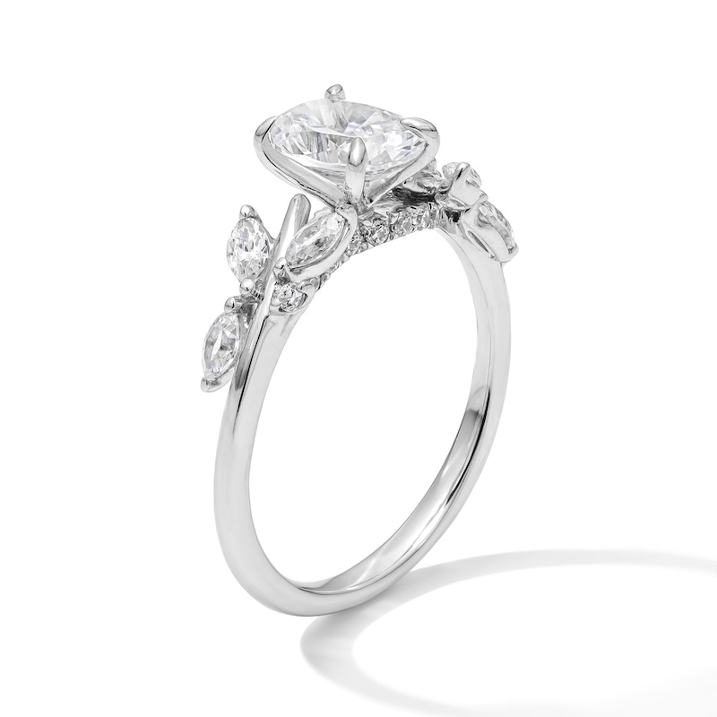 Main Image 2 of 1-1/3 CT. T.W. Oval Certified Lab-Grown Diamond Engagement Ring in 14K White Gold (F/VS2)