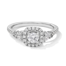 3/4 CT. T.W. Diamond Cushion Frame Engagement Ring in 14K White Gold