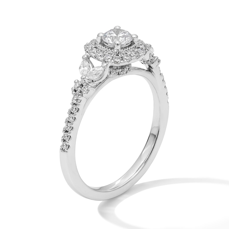 Main Image 3 of 3/4 CT. T.W. Diamond Cushion Frame Engagement Ring in 14K White Gold