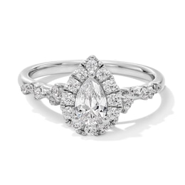 7/8 CT. T.W. Pear-Shaped Diamond Frame Engagement Ring in 14K White Gold