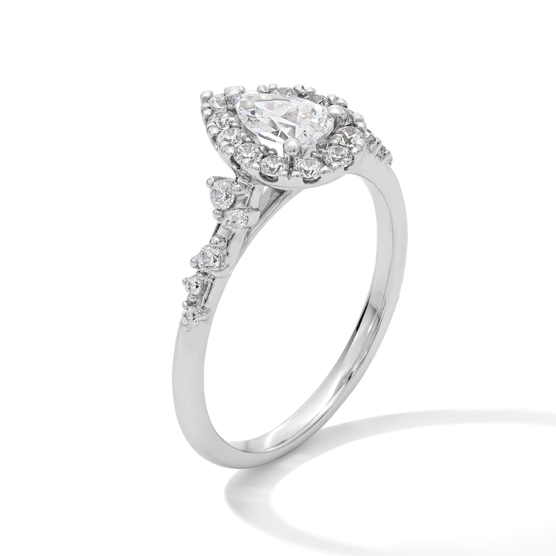 Main Image 2 of 7/8 CT. T.W. Pear-Shaped Diamond Frame Engagement Ring in 14K White Gold