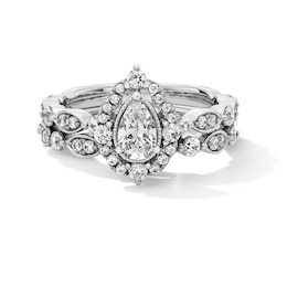 1-1/3 CT. T.W. Pear-Shaped Certified Lab-Grown Diamond Bridal Set in 14K White Gold (F/VS2)