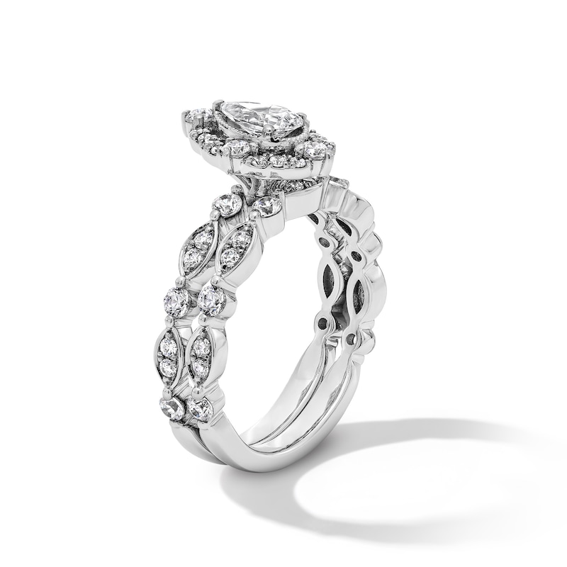 Main Image 2 of 1-1/3 CT. T.W. Pear-Shaped Certified Lab-Grown Diamond Bridal Set in 14K White Gold (F/VS2)
