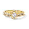 Thumbnail Image 1 of 5/8 CT. T.W. Oval Certified Lab-Grown Diamond Vintage-Inspired Bridal Set in 14K Gold (F/VS2)