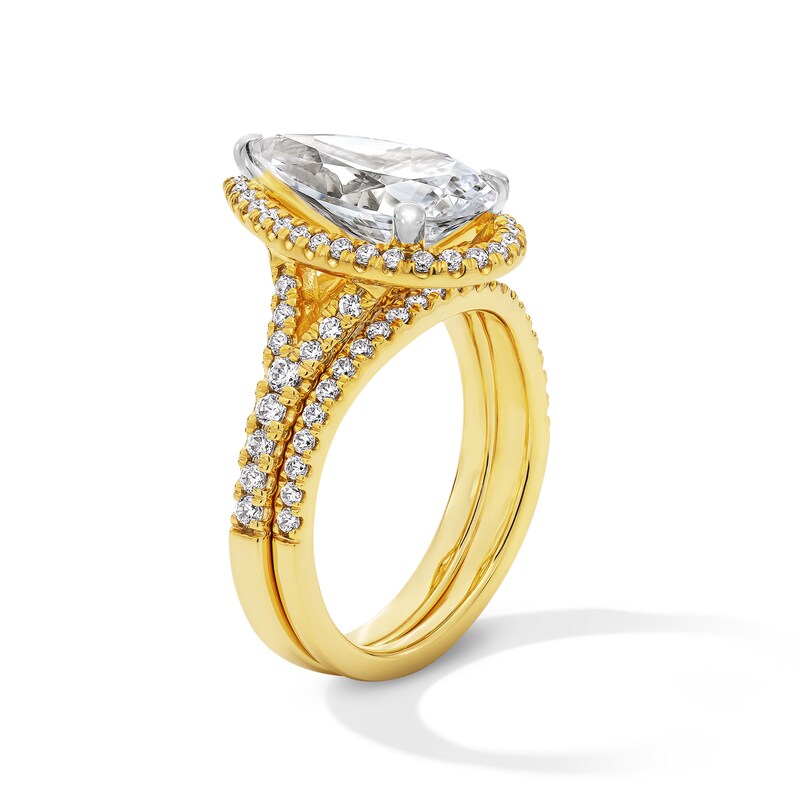 Main Image 3 of 4 3/4 CT. T.W. Pear-Shaped Certified Lab-Grown Diamond Frame Bridal Set in 14K Gold (F/VS2)