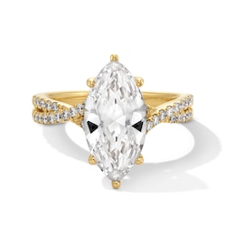 3-3/8 CT. T.W. Marquise-Cut Certified Lab-Grown Diamond Engagement Ring with Crossover Shank in 14K Gold (F/VS2)