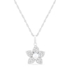 Thumbnail Image 1 of 4.0mm Freshwater Cultured Pearl and White Lab-Created Sapphire Floral Pendant in Sterling Silver