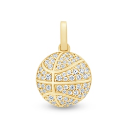 3/4 CT. T.W. Certified Lab-Grown Diamond Basketball Necklace Charm in Sterling Silver with 24K Gold Vermeil (F/VS2)