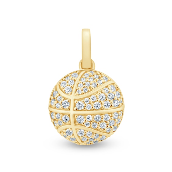3/4 CT. T.w. Certified Lab-Grown Diamond Basketball Necklace Charm in Sterling Silver with 24K Gold Vermeil (F/Vs2)